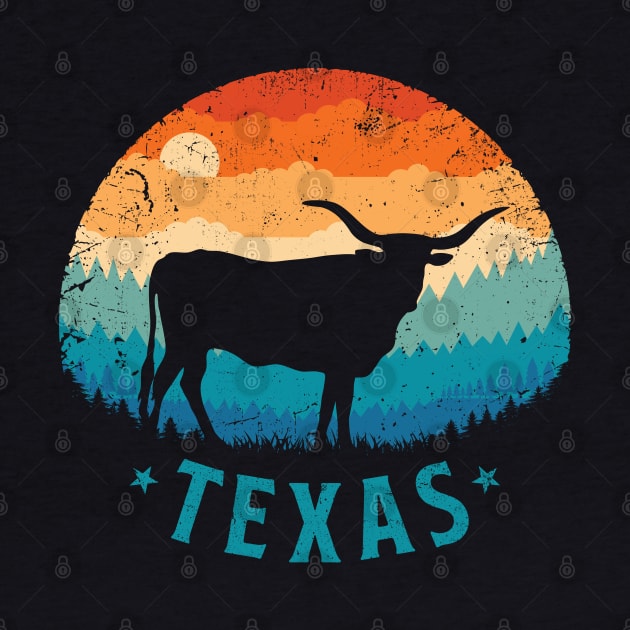 Texas Longhorn Retro Sunset by TigerTom